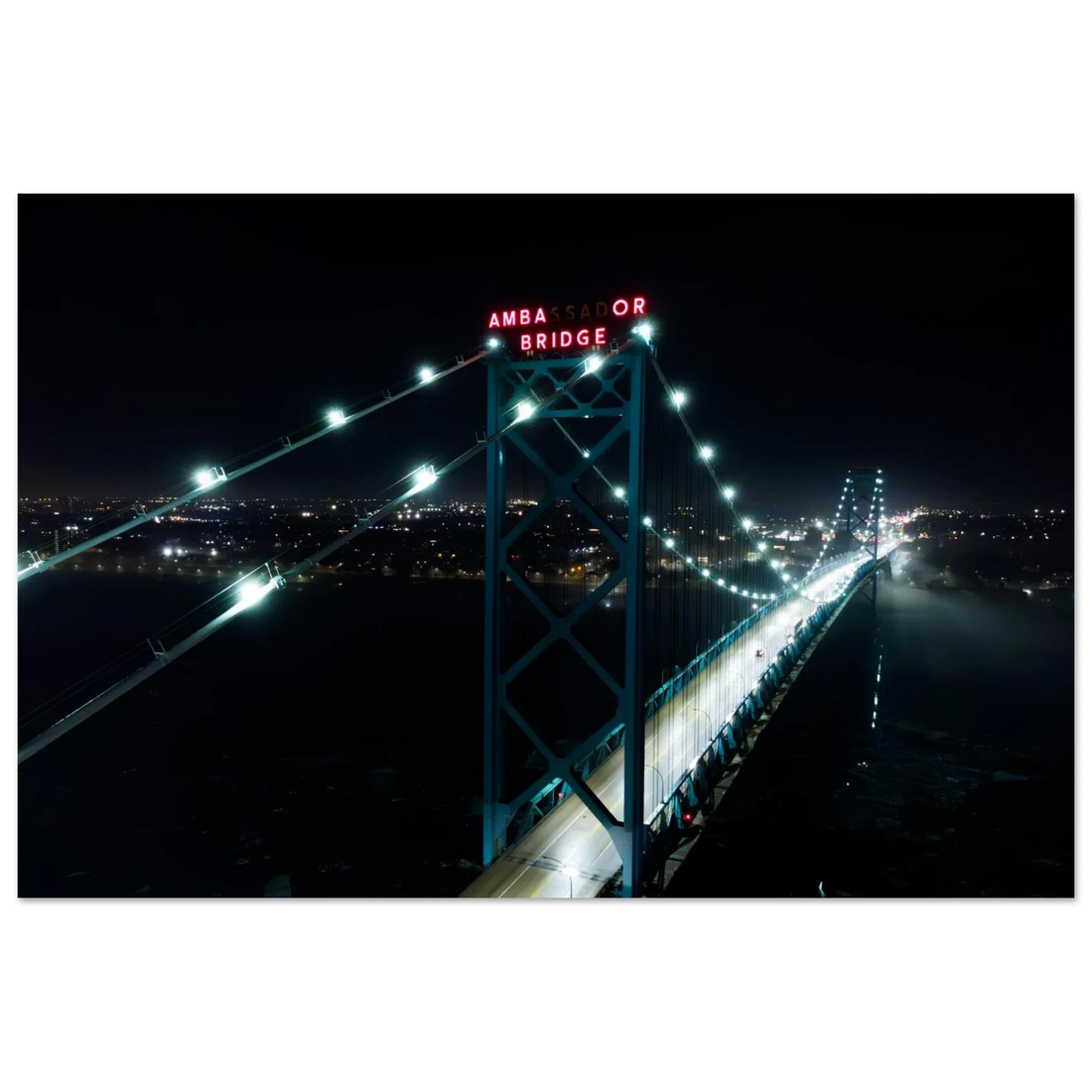 Detroit Night Ambience – Rain Over Ambassador Bridge for Sleep & Relaxation (Real Footage)
