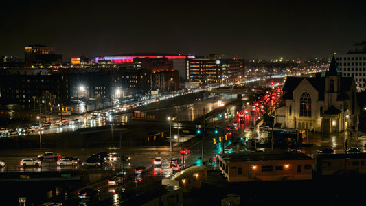 Rainy Downtown Detroit at Night – Relaxing City Ambience (Real Footage)