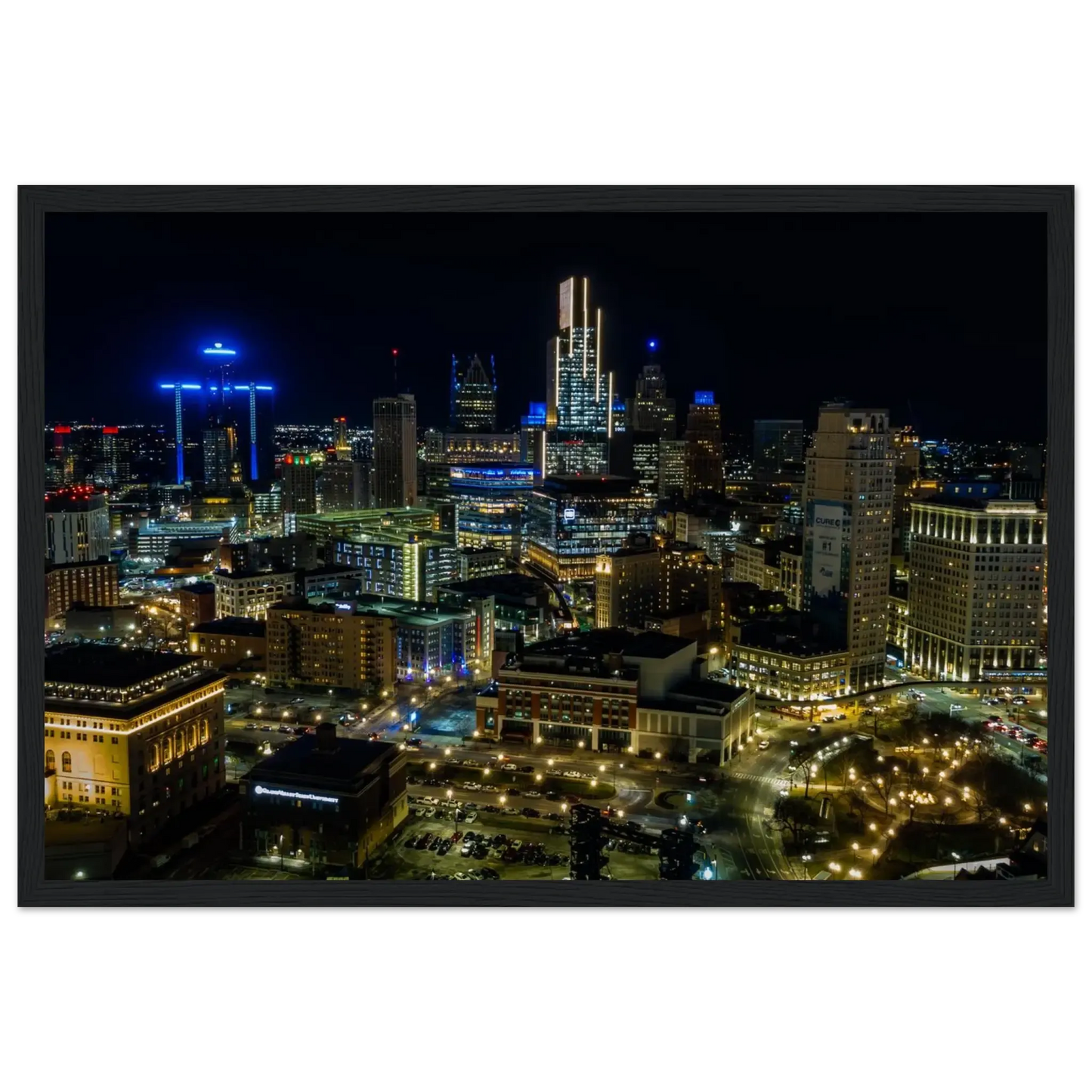 Detroit at Night-Gage Prints